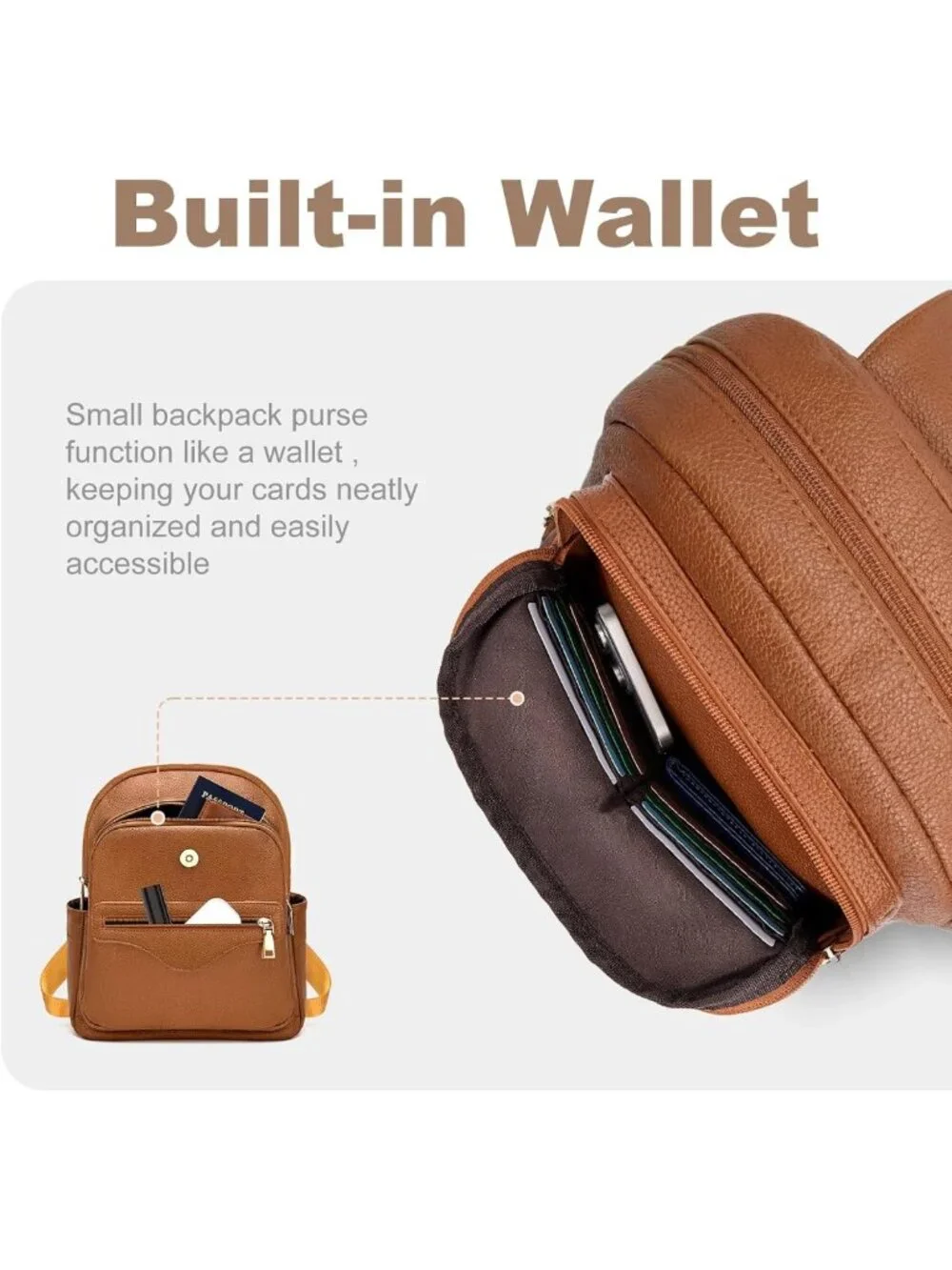 Stylish Mini Backpack Purse for Women | RFID Wallet, 10-Pocket Travel Daypack